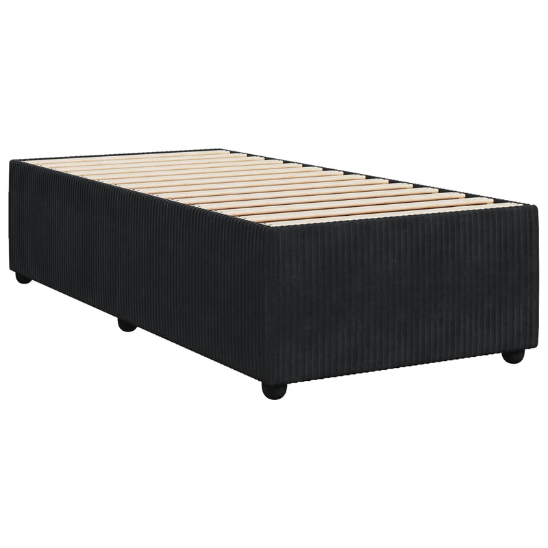 Pat boxspring cu saltea cu benzi LED Negru 100 x 200 cm Catifea
