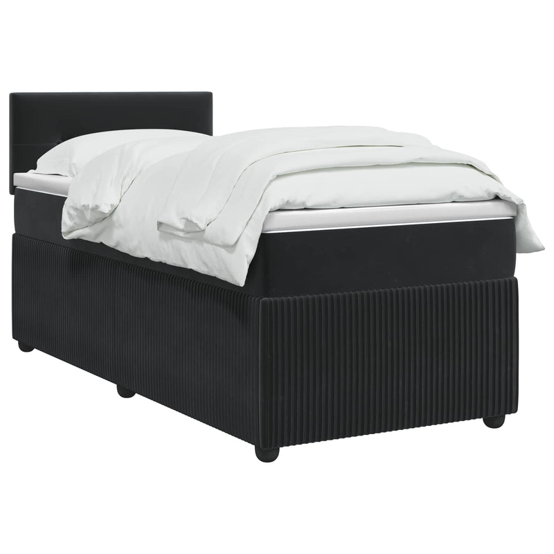 Pat boxspring cu saltea cu benzi LED Negru 100 x 200 cm Catifea