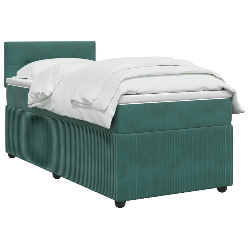 Pat boxspring cu saltea Verde închis 100 x 200 cm Catifea