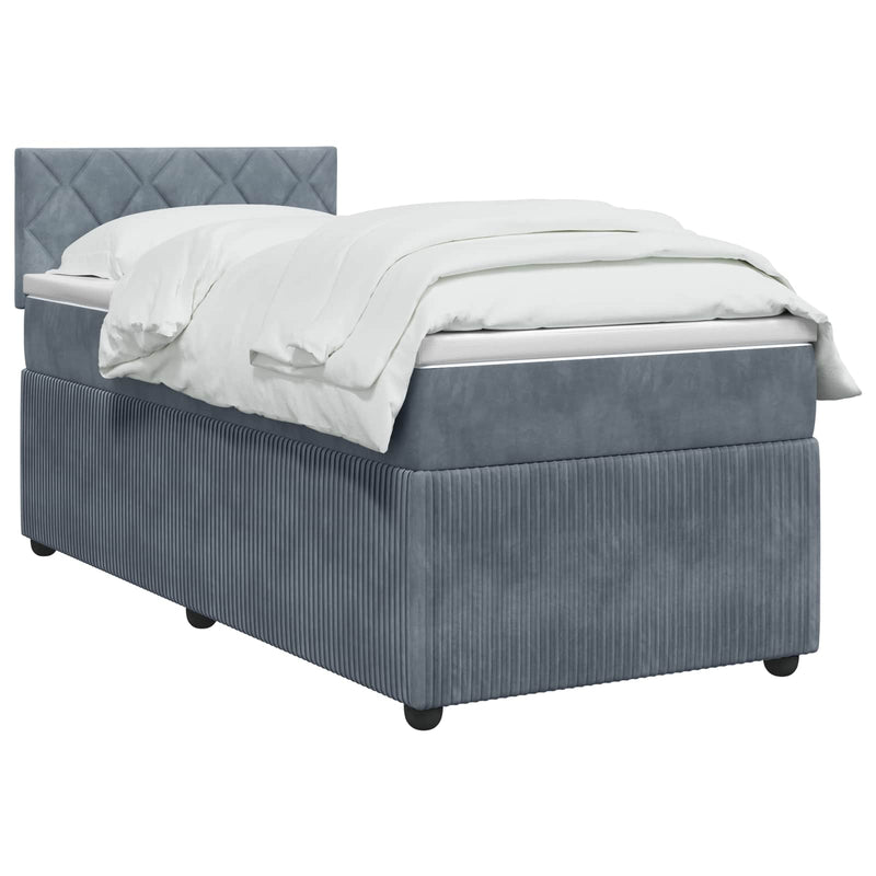 Pat boxspring cu saltea Gri închis 100 x 200 cm Catifea