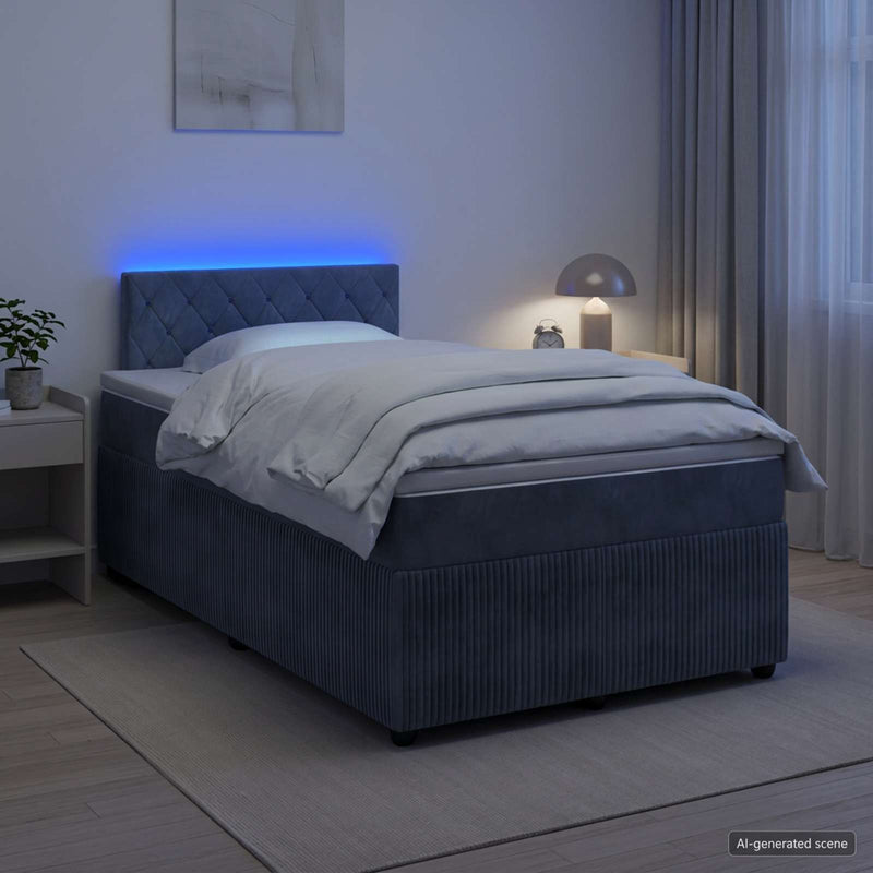 Pat boxspring cu saltea Gri închis 120 x 190 cm Catifea