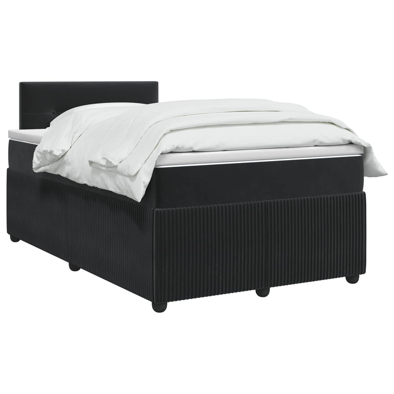 Pat boxspring cu saltea cu benzi LED Negru 120 x 190 cm Catifea