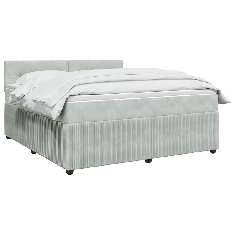 Pat boxspring cu saltea Gri deschis 140 x 190 cm Catifea