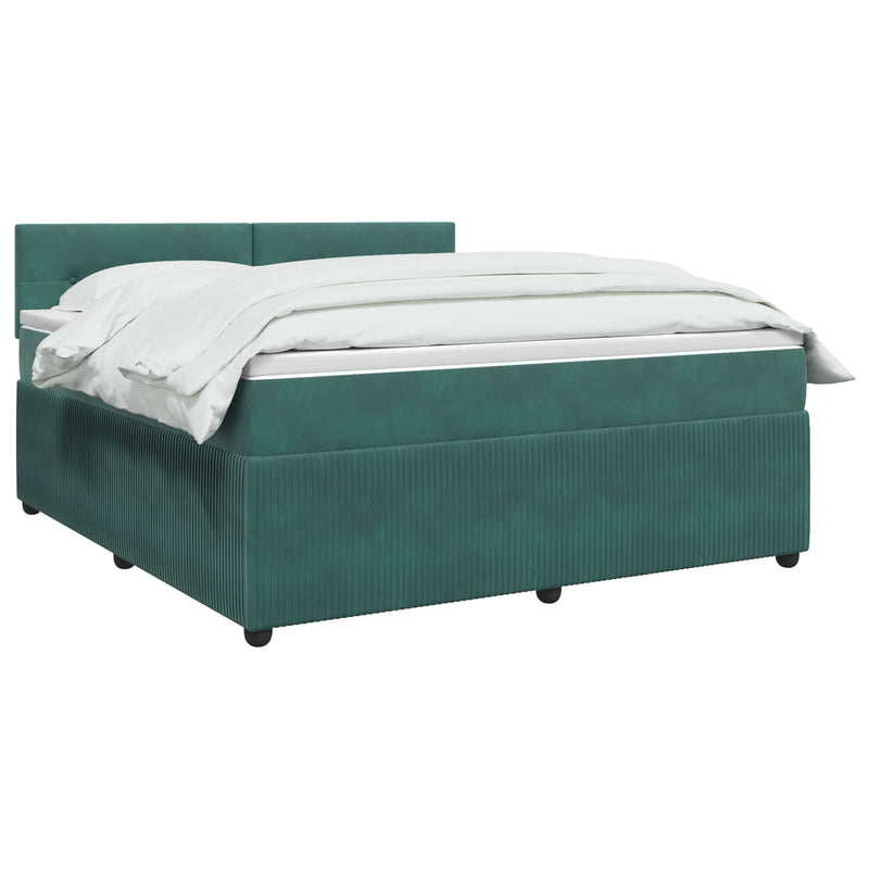 Pat boxspring cu saltea Verde închis 140 x 190 cm Catifea