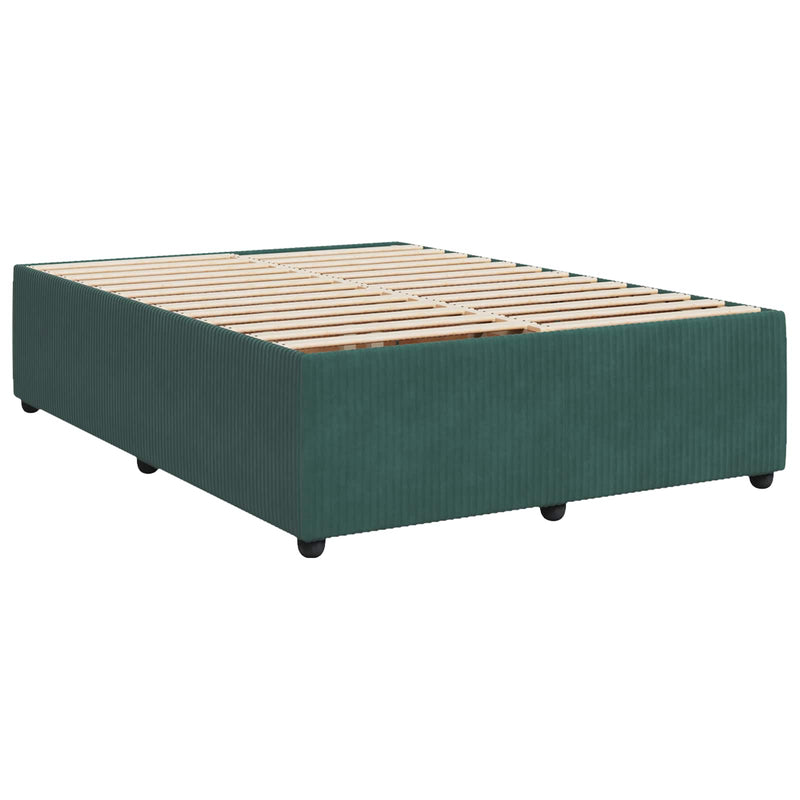 Pat boxspring cu saltea Verde închis 140 x 190 cm Catifea