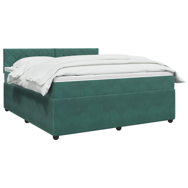 Pat boxspring cu saltea Verde închis 140 x 190 cm Catifea