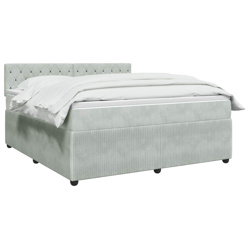 Pat boxspring cu saltea Gri deschis 140 x 200 cm Catifea