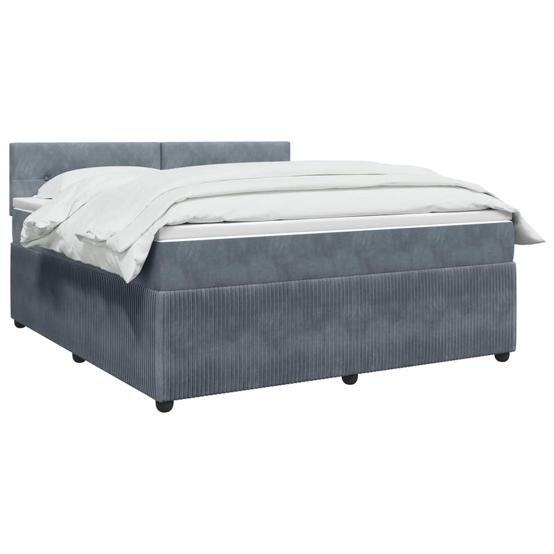 Pat boxspring cu saltea Gri închis 160 x 200 cm Catifea
