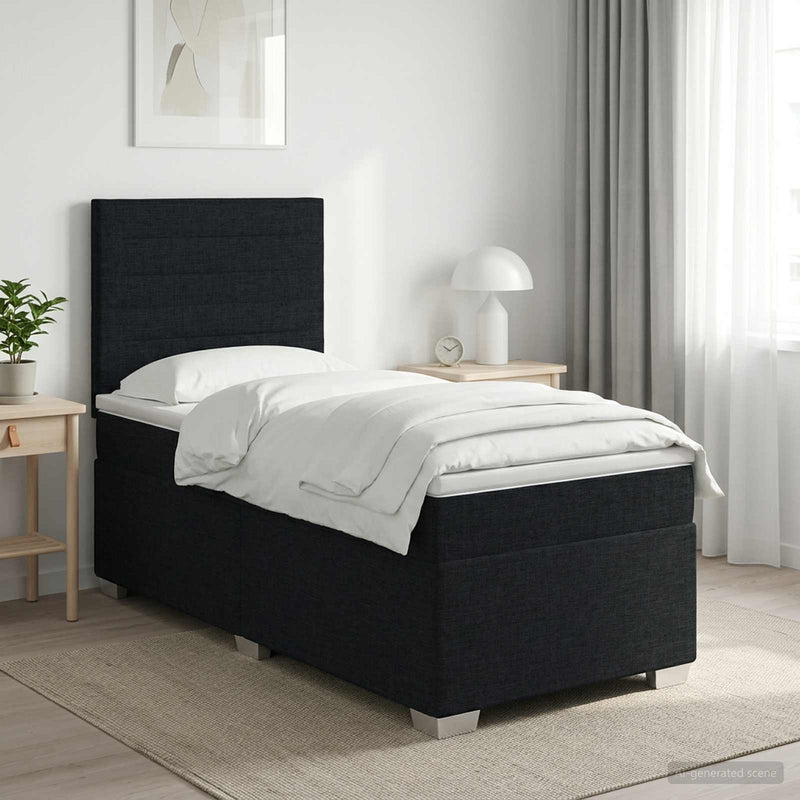 Pat boxspring cu saltea Negru 80 x 200 cm Țesătură
