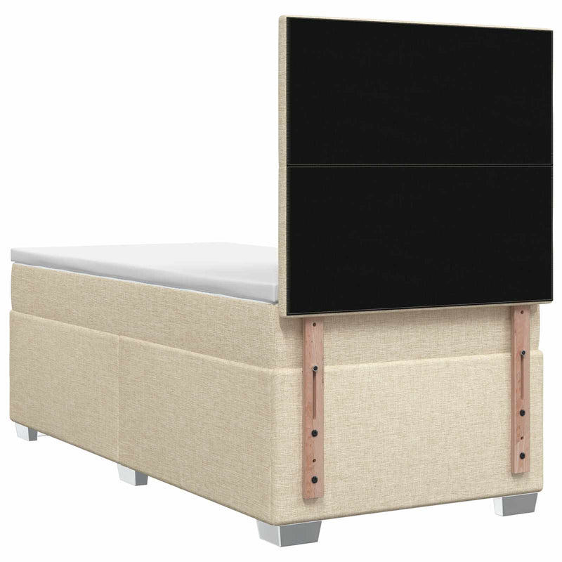 Pat boxspring cu saltea Crem 80 x 200 cm Țesătură