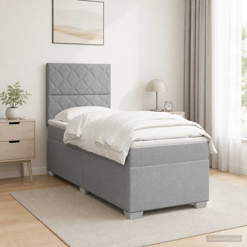 Pat boxspring cu saltea Gri deschis 80 x 200 cm Țesătură