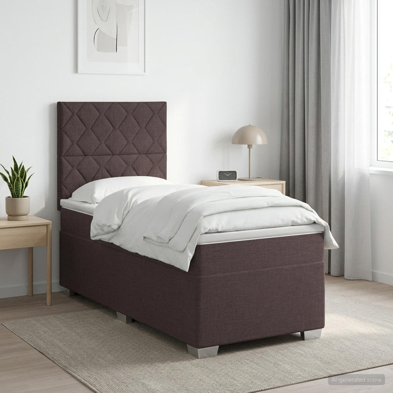 Pat boxspring cu saltea Maro închis 80 x 200 cm Țesătură