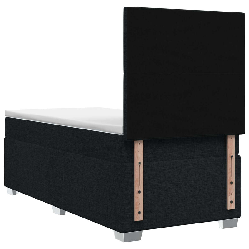 Pat boxspring cu saltea Negru 100 x 200 cm Țesătură