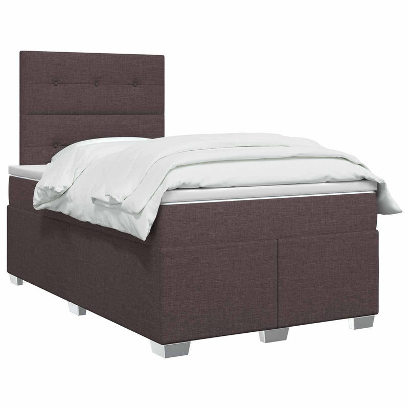 Pat boxspring cu saltea Maro închis 120 x 190 cm Țesătură