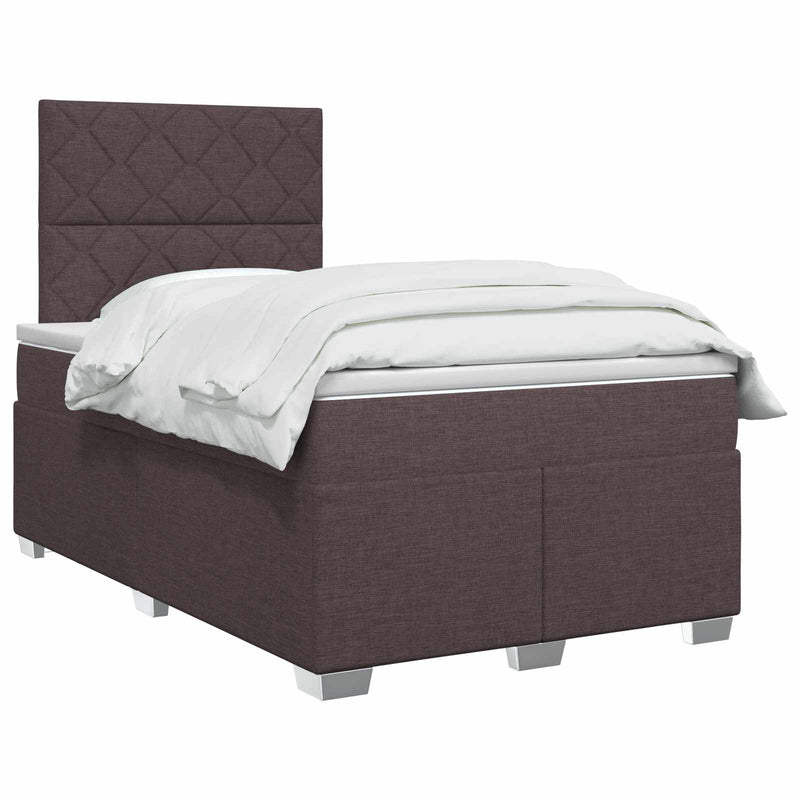 Pat boxspring cu saltea Maro închis 120 x 190 cm Țesătură