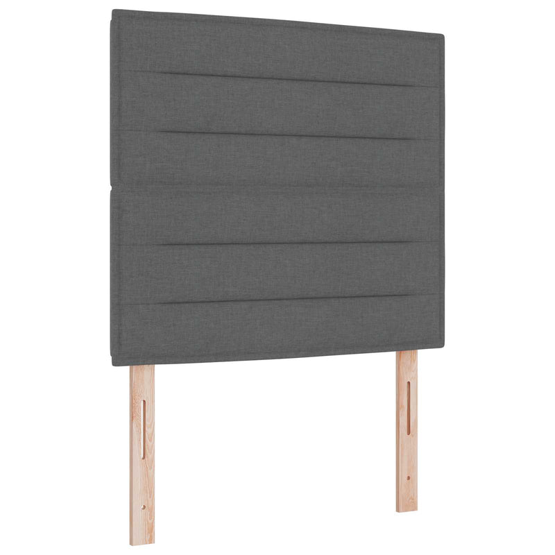 Pat boxspring cu saltea cu headboard Gri închis Unic Țesătură