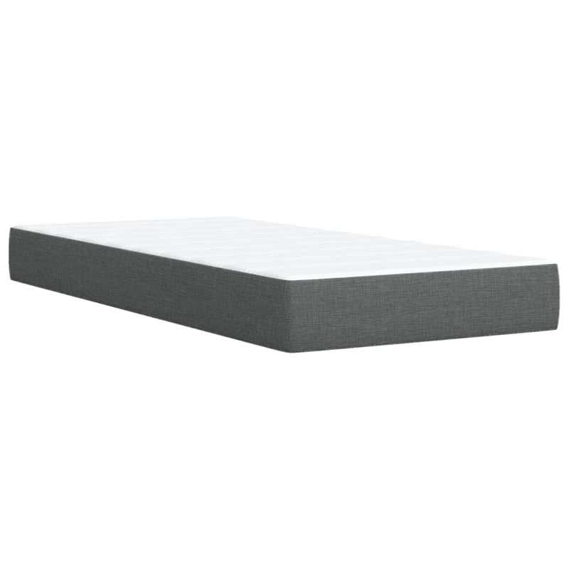 Pat boxspring cu saltea cu headboard Gri închis Unic Țesătură