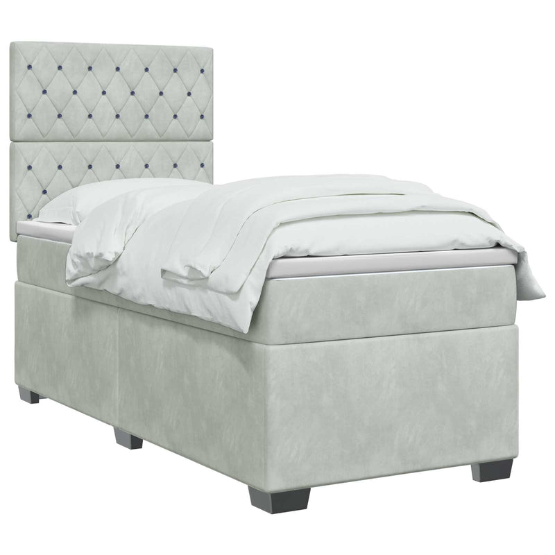 Pat boxspring cu saltea Gri deschis 80 x 200 cm Catifea