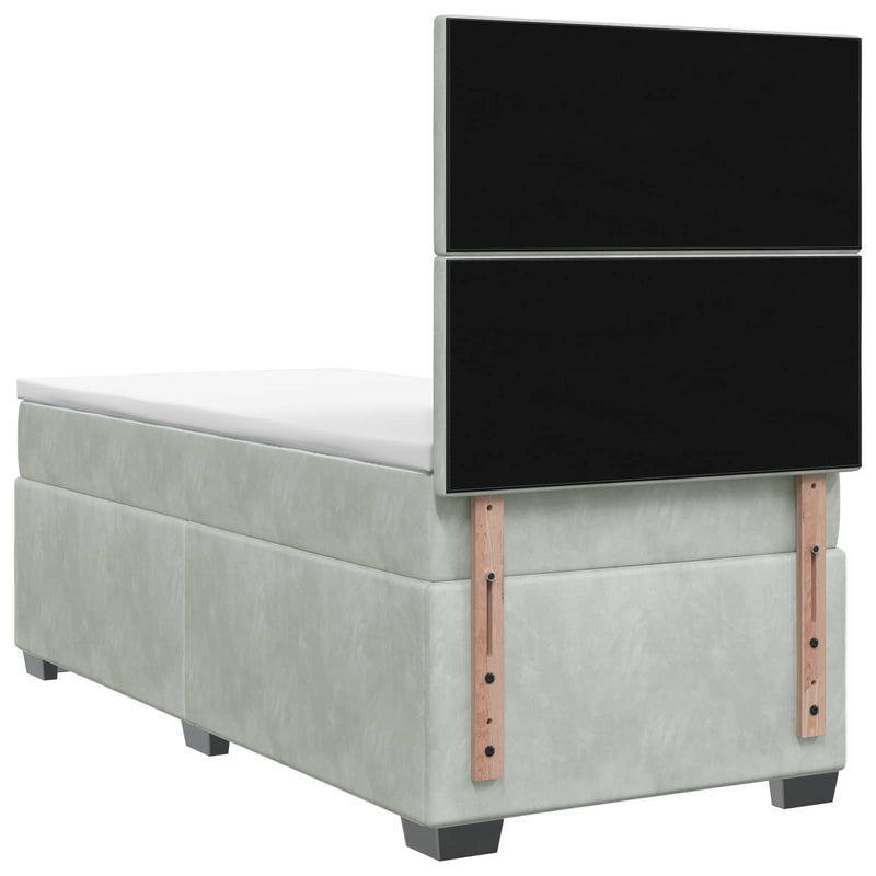 Pat boxspring cu saltea Gri deschis 80 x 200 cm Catifea