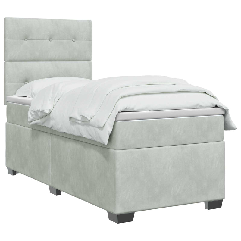Pat boxspring cu saltea Gri deschis 80 x 200 cm Catifea