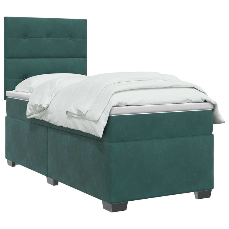 Pat boxspring cu saltea Verde închis 80 x 200 cm Catifea