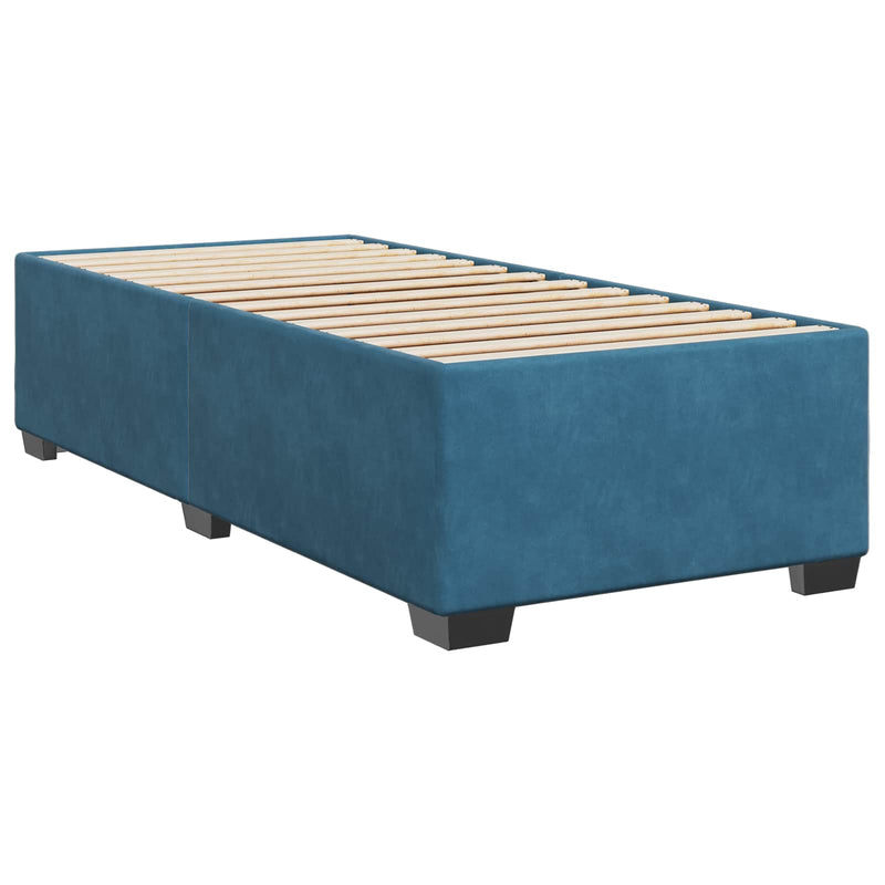 Pat boxspring cu saltea albastru 90 x 190 cm Catifea