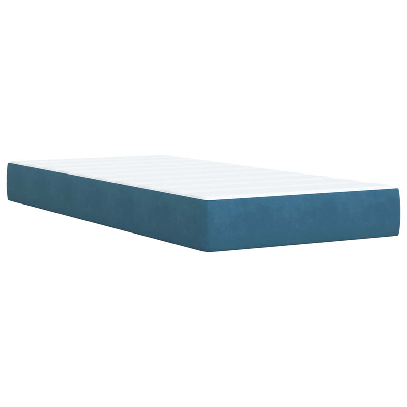Pat boxspring cu saltea albastru 90 x 190 cm Catifea