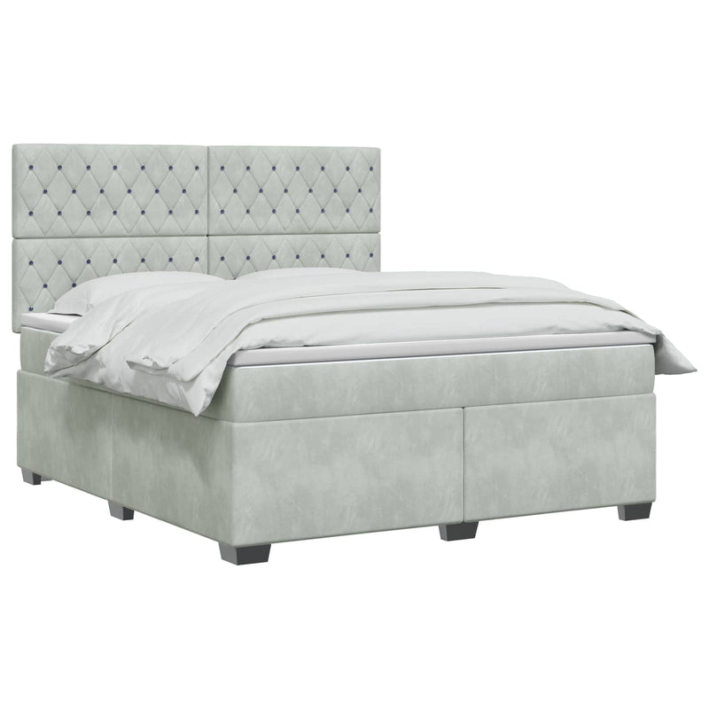 Pat boxspring cu saltea Gri deschis 180 x 200 cm Catifea