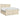 Pat boxspring cu saltea cu headboard Crem 200 x 200 cm Țesătură
