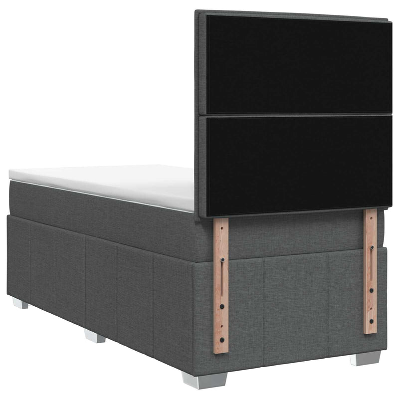 Pat boxspring cu saltea Gri închis 80 x 200 cm Țesătură