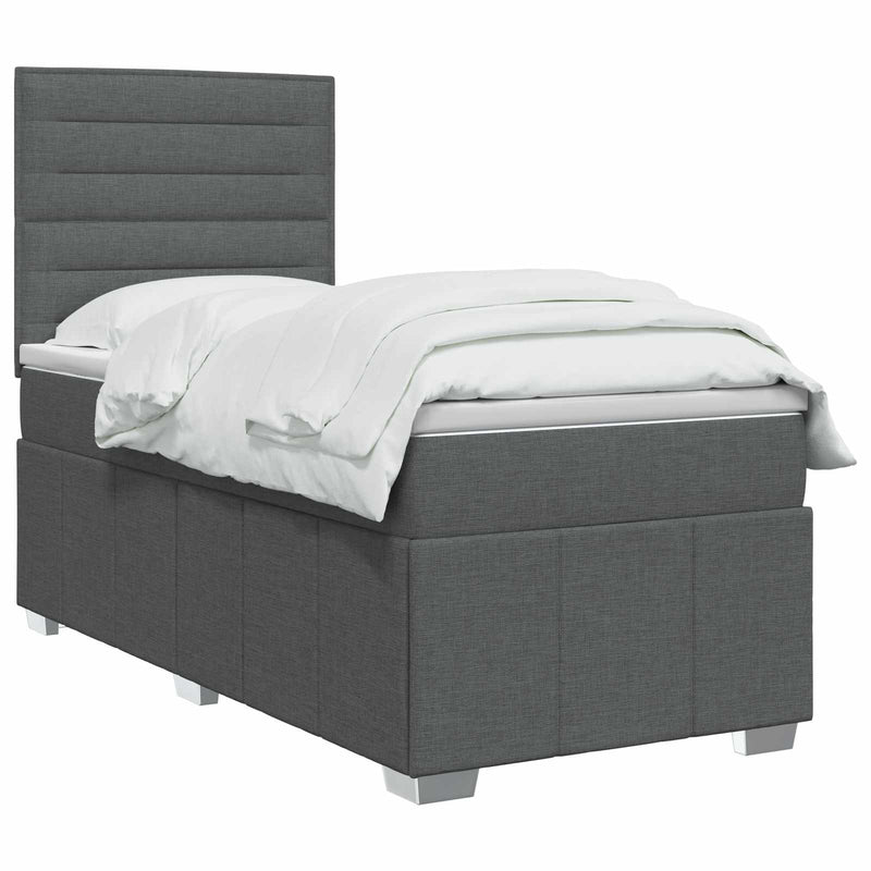 Pat boxspring cu saltea Gri închis 80 x 200 cm Țesătură