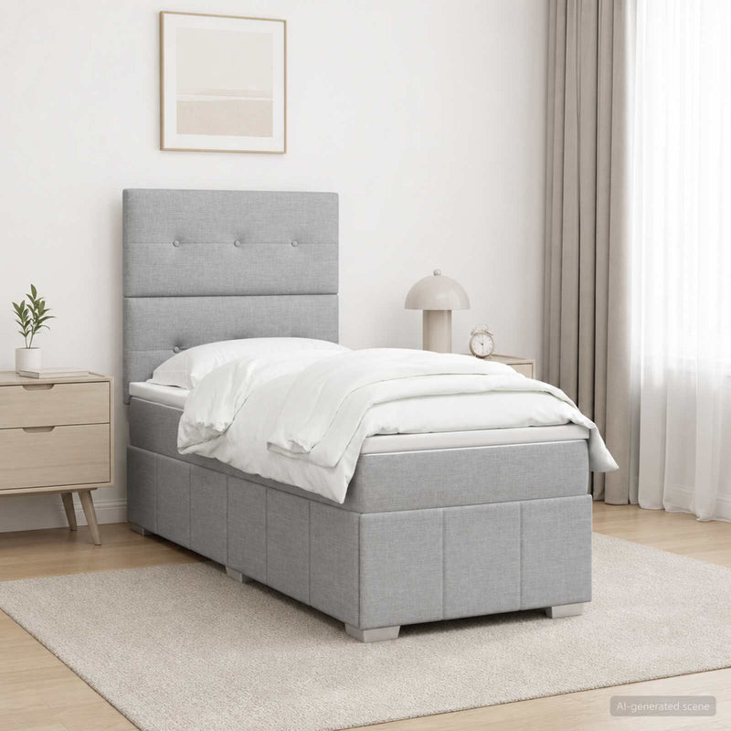 Pat boxspring cu saltea Gri deschis 80 x 200 cm Țesătură