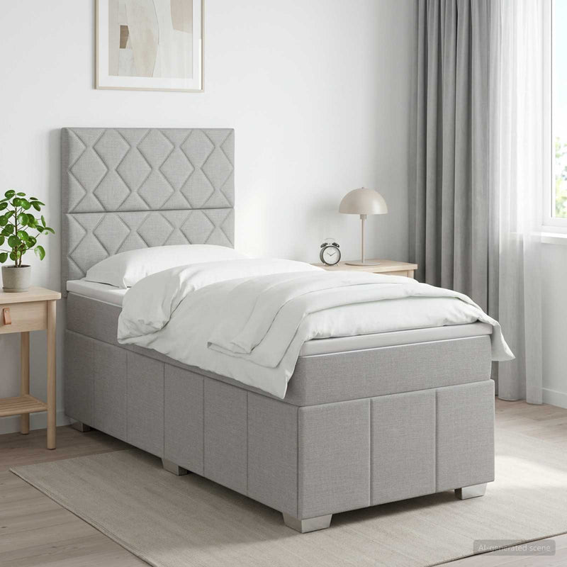 Pat boxspring cu saltea Gri deschis 80 x 200 cm Țesătură
