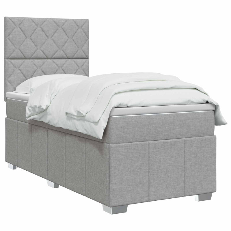 Pat boxspring cu saltea Gri deschis 80 x 200 cm Țesătură