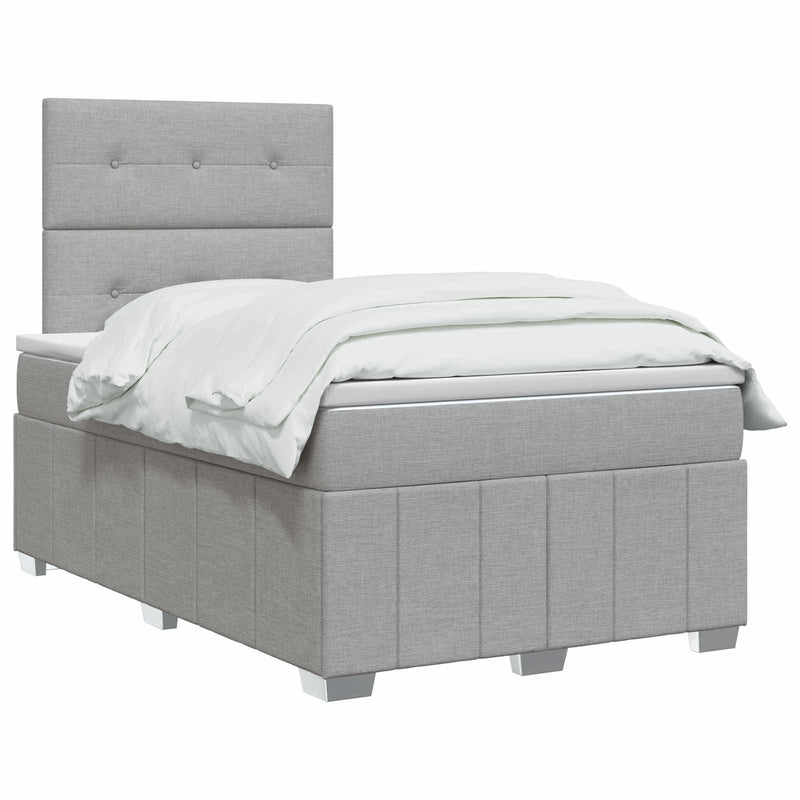 Pat boxspring cu saltea Gri deschis 120 x 190 cm Țesătură
