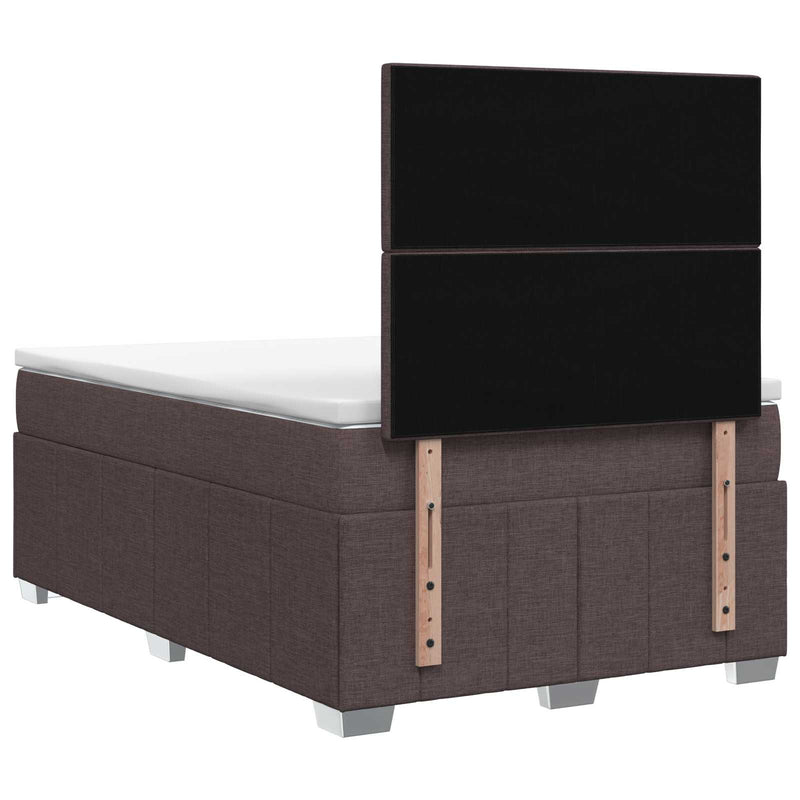 Pat boxspring cu saltea Maro închis 120 x 190 cm Țesătură