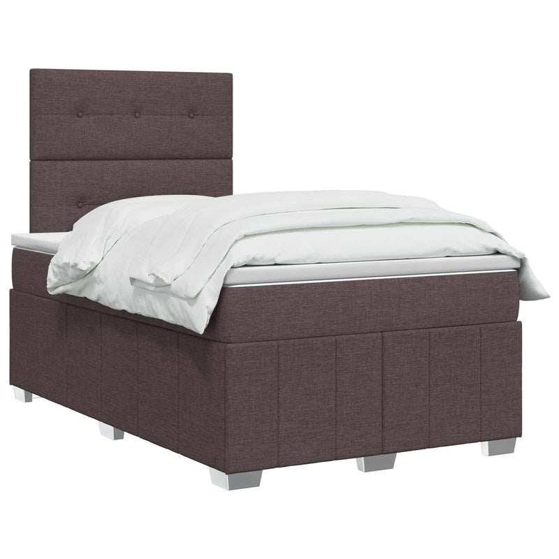 Pat boxspring cu saltea Maro închis 120 x 190 cm Țesătură