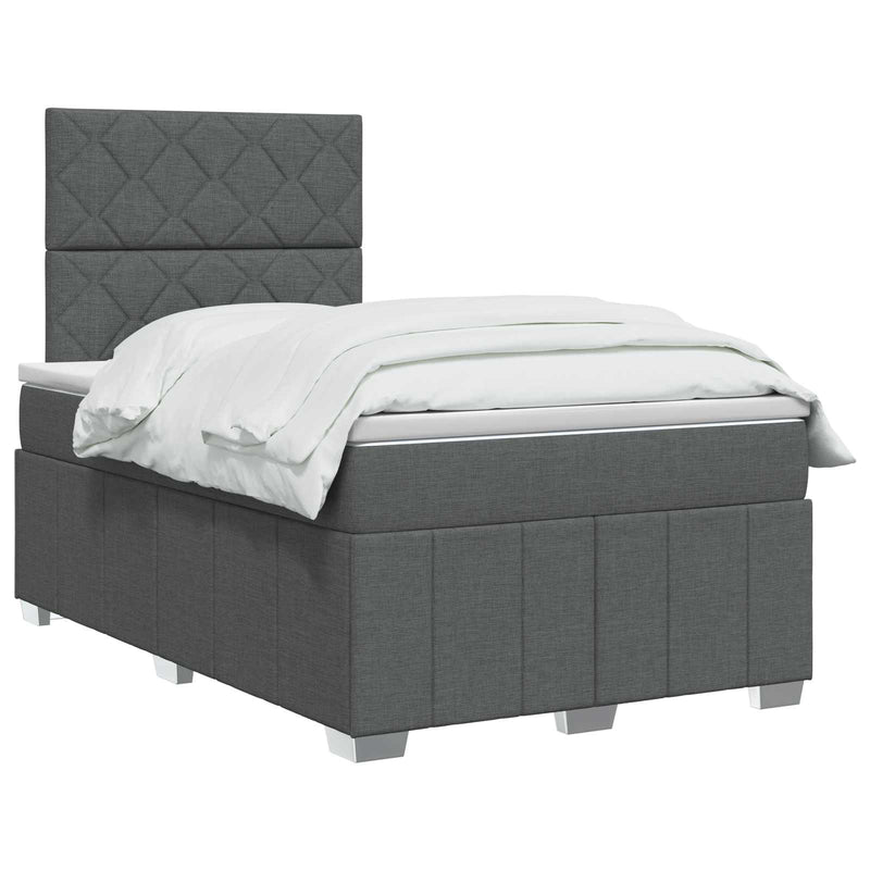 Pat boxspring cu saltea Gri închis 120 x 190 cm Țesătură