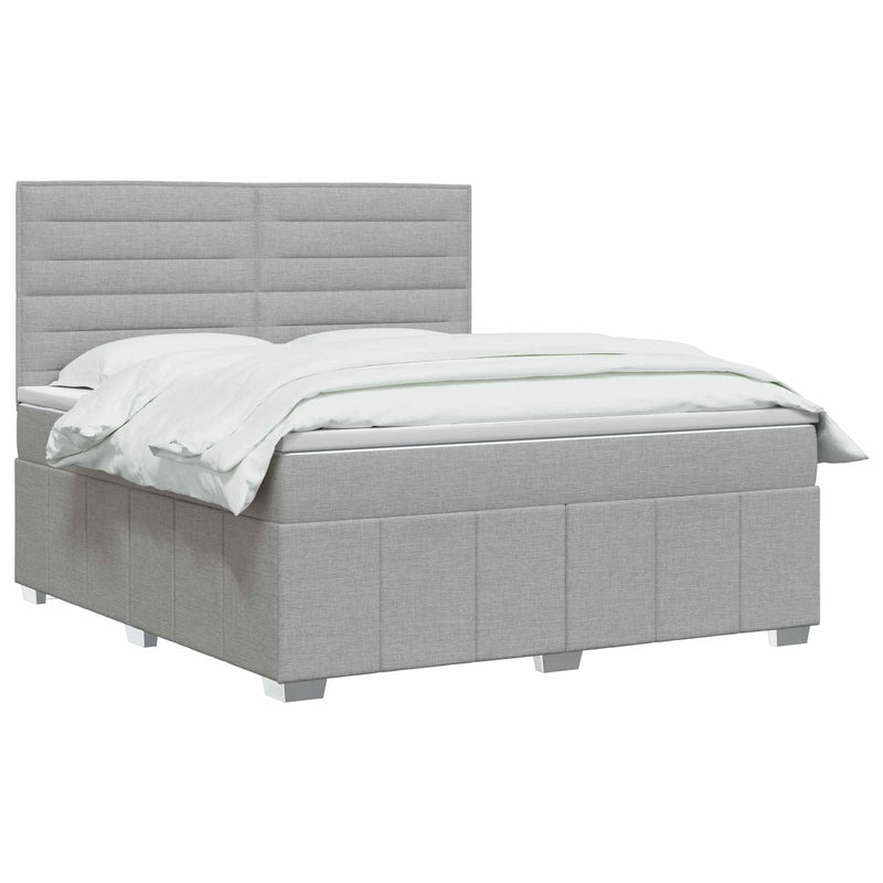 Pat boxspring cu saltea Gri deschis 140 x 190 cm Țesătură