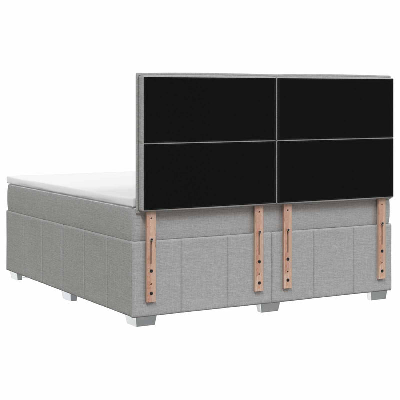 Pat boxspring cu saltea Gri deschis 140 x 190 cm Țesătură