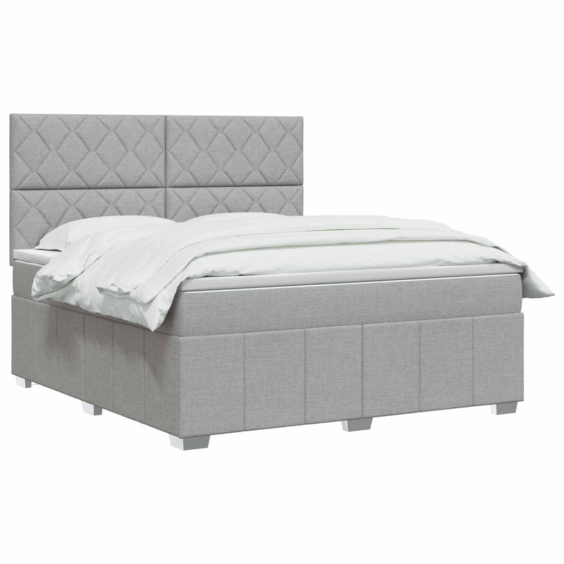 Pat boxspring cu saltea Gri deschis 140 x 190 cm Țesătură