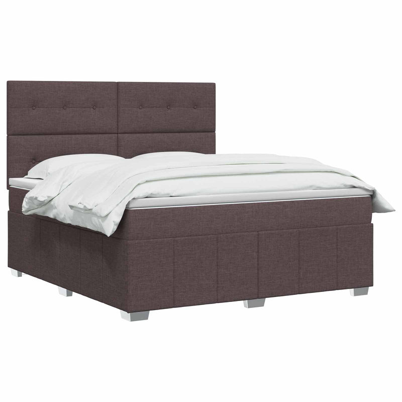 Pat boxspring cu saltea Maro închis 140 x 200 cm Țesătură
