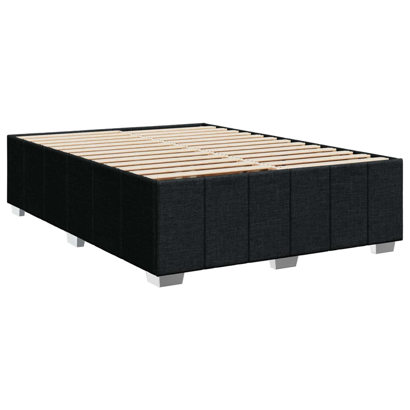 Pat boxspring cu saltea Negru 140 x 200 cm Țesătură