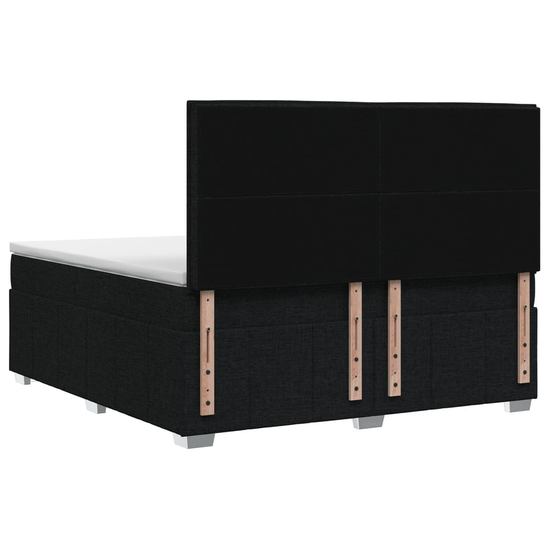 Pat boxspring cu saltea Negru 140 x 200 cm Țesătură