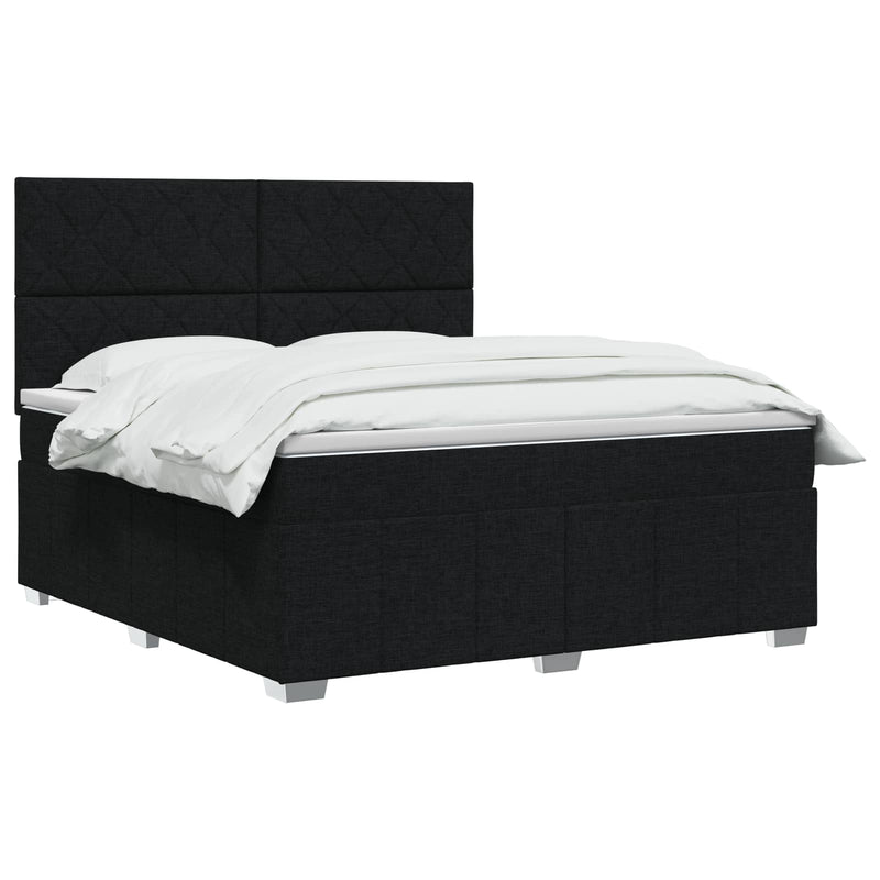 Pat boxspring cu saltea Negru 140 x 200 cm Țesătură