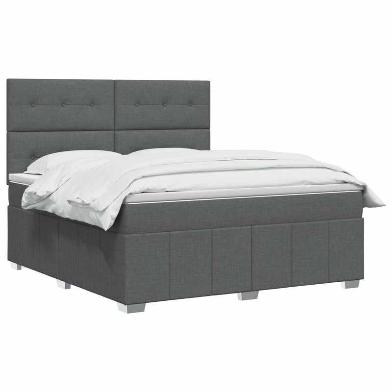 Pat boxspring cu saltea Gri închis 160 x 200 cm Țesătură