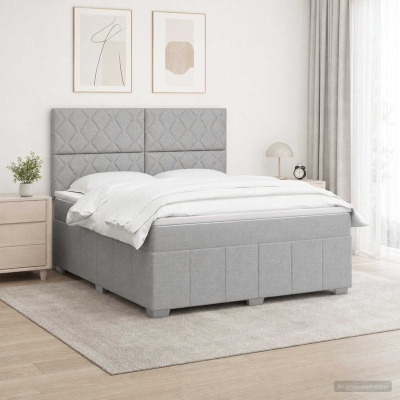 Pat boxspring cu saltea Gri deschis 140 x 190 cm Țesătură