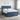 Pat boxspring cu saltea albastru 200 x 200 cm Țesătură