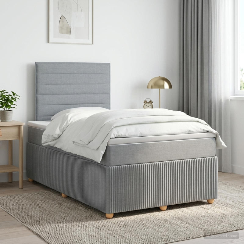 Pat boxspring cu saltea Gri deschis 120 x 190 cm Țesătură
