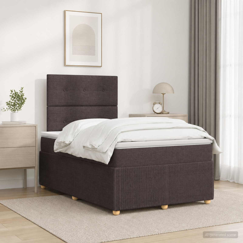 Pat boxspring cu saltea Maro închis 120 x 200 cm Țesătură